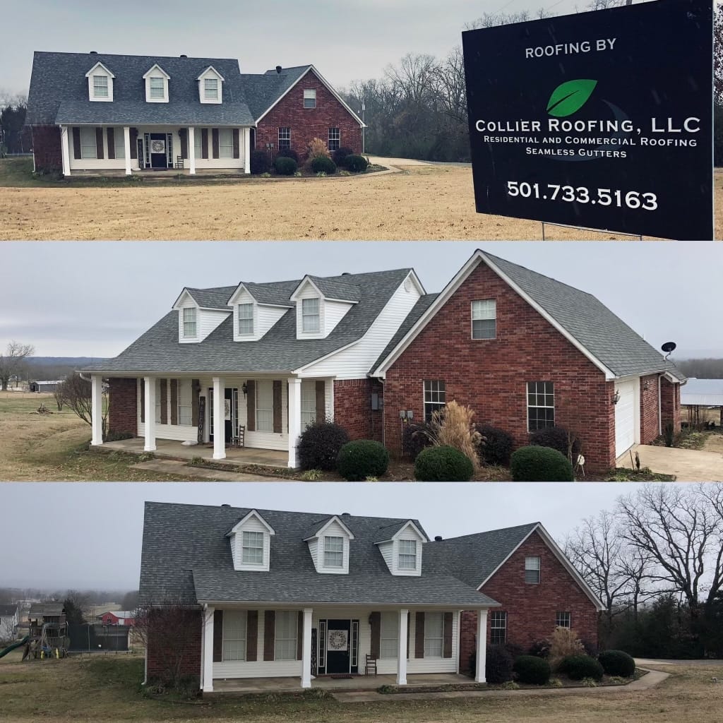 farm house residential home with new shingled roof by conway roofing company collier roofing